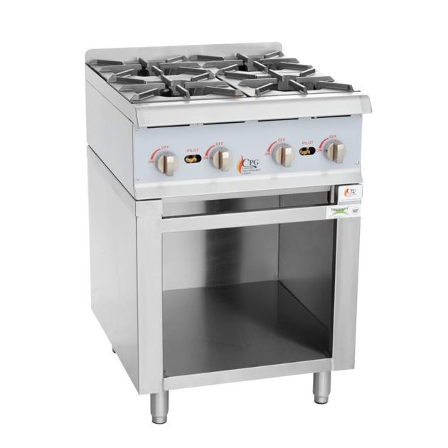 Cooking Performance Group 24RSBNL Natural Gas 24" 4 Burner Range / Hot Plate with Storage Base 