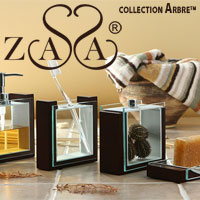 Collection Arbre glass-wooden lotion dispenser, holder, soap dish, toothbrush holder