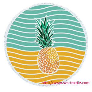 custom pineapple round beach towel