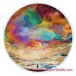Colorful starry sky round towel