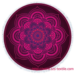 Deep purple totem round turkish towel
