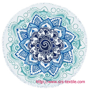 Lotus printed round beach towels