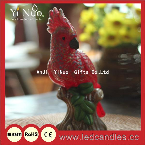 3D Lovely sculpture, hand carved parrot candle sculpture with grapes on tree stump