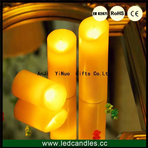 Ivory Moving Wick LED Pillar Candle with Remote