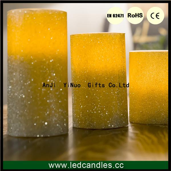 Luminara Holiday Set Burgundy Gold Glitter Flameless Pillar Candle,set of 3