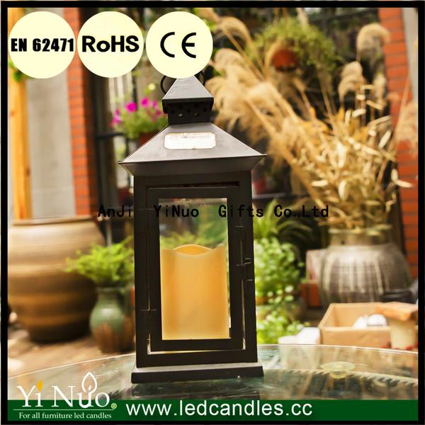 Outdoor Use Metal Lantern Candle With Timer and Remote Control