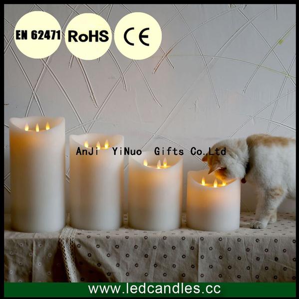 Moving Wick Large LED Wax Candle Flameless