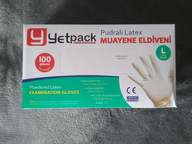 Latex gloves on stock