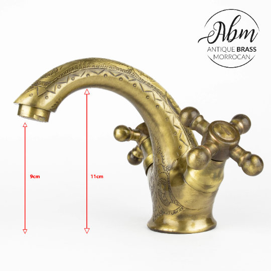 Brass Faucet Engraved Double Handle For