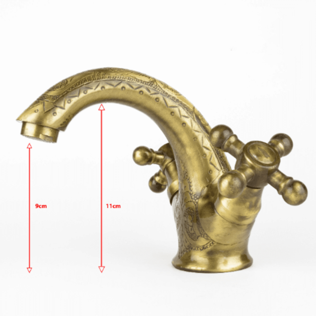 Brass Faucet Engraved Double Handle For