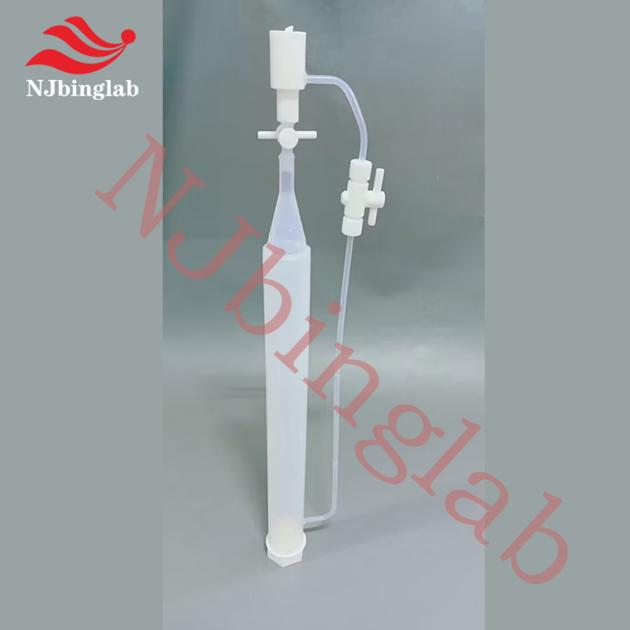 PFA separatory funnel with smooth inner wall and easy cleaning, constant pressure, with PTFE valve