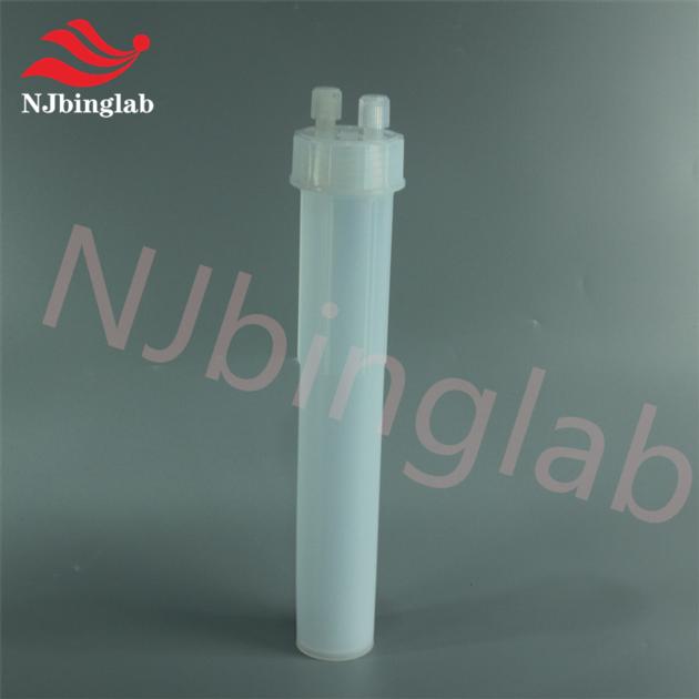 PFA double-neck reaction bottle, 375ml, with 1/4 PFA tube