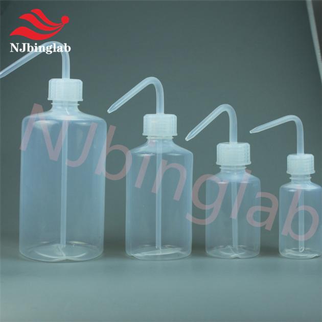 High purity PFA washing bottle, curved and pointed nozzle, controllable liquid addition