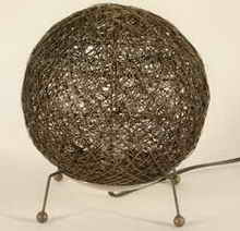 Rattan shade floor lamp