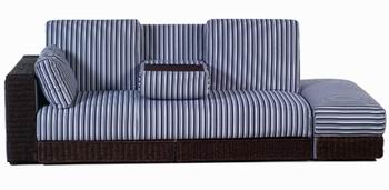 HSH7013=sofa bed with wicker Sofa bed with wicker trimming arm and stool, and drawers