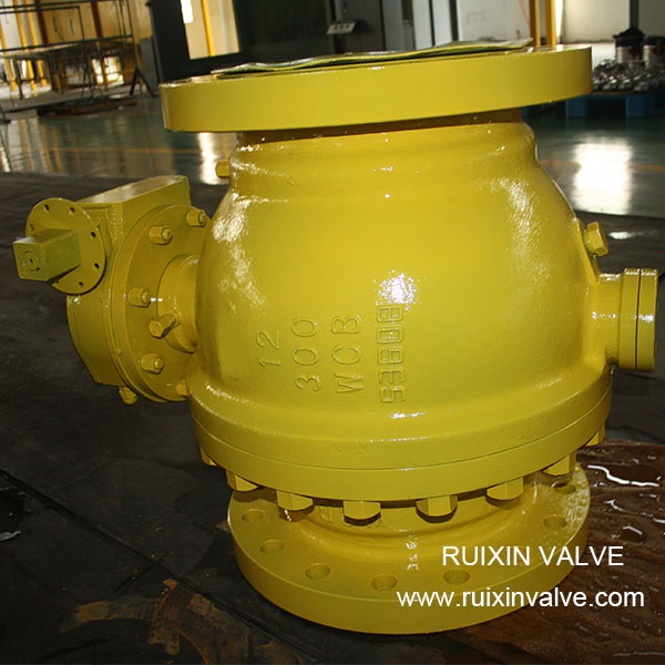 API 607/API6D 2PC Cast Steel WCB Trunnion Mounted Solid Ball Valve with Gear Operation 