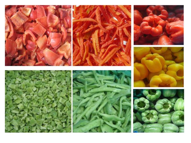 IQF/Frozen whole/half green/red bell pepper strips/diced pepper
