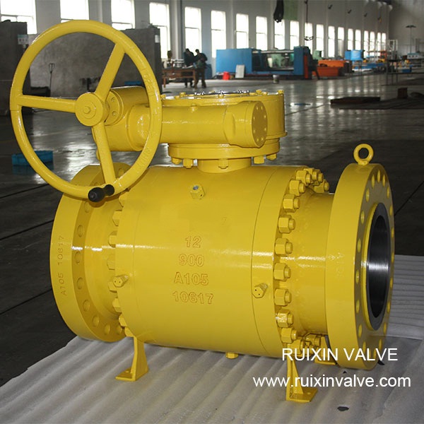 API 6D/API 608 3PC Forged Steel Trunnion Mounted Ball Valve with Gear Operation