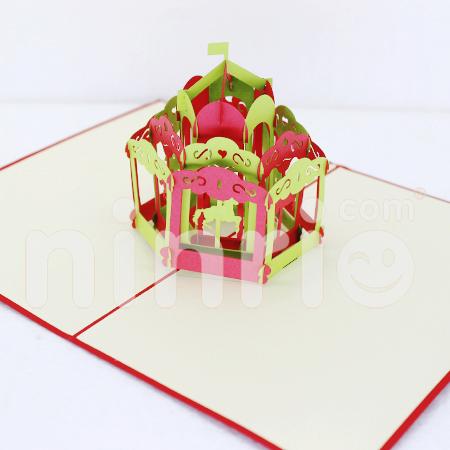 Rotation horse 3d pop-up card
