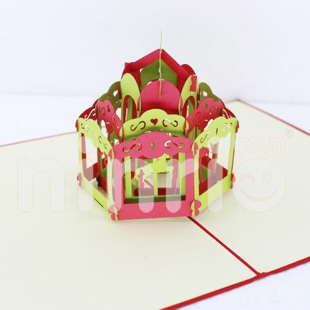Rotation Horse 3d Pop Up Card