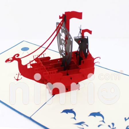 Virking ship 3d pop-up card