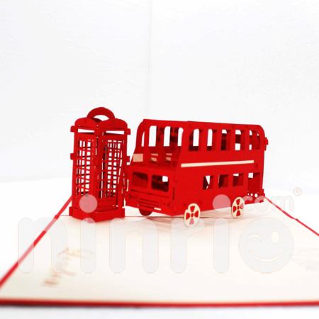 Bus & telephone 3d pop-up card