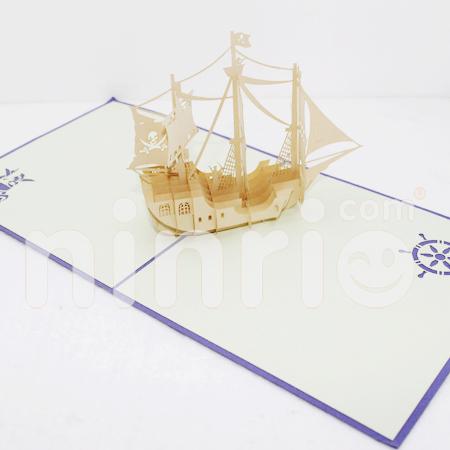White Pirate Ship 3d Pop Up