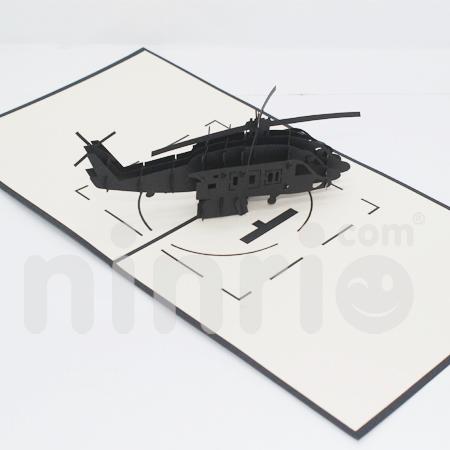 Black Helicopter 3d Pop Up Card