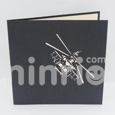 Black Helicopter 3d Pop Up Card