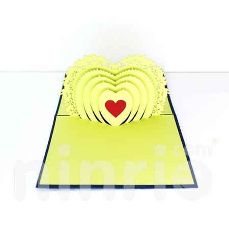 Gold heart 3d pop-up card