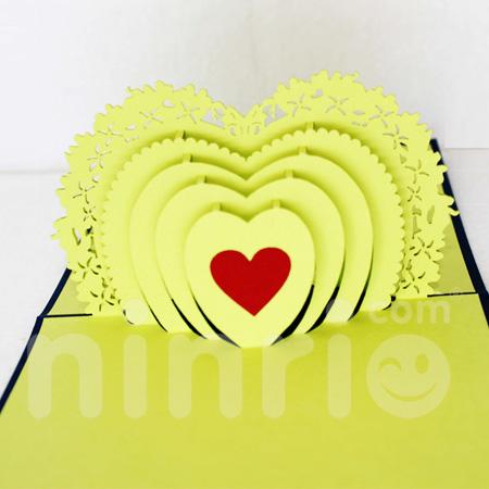 Gold Heart 3d Pop Up Card
