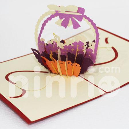 Flower basket 3d pop-up card