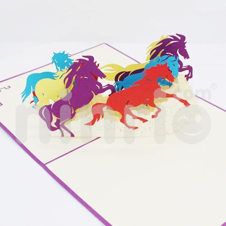 Eight horse 3d pop-up card