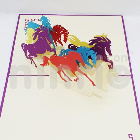 Eight Horse 3d Pop Up Card