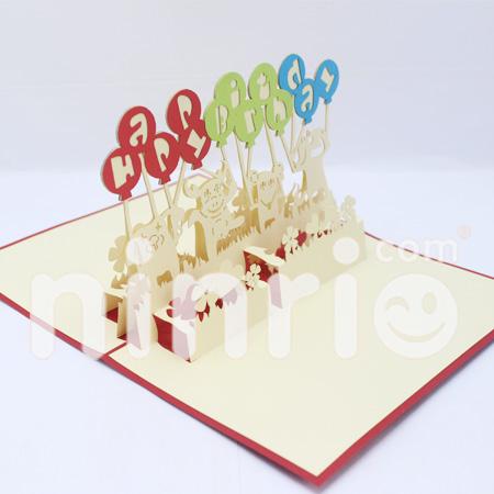 Balloons birthday 3d pop-up card