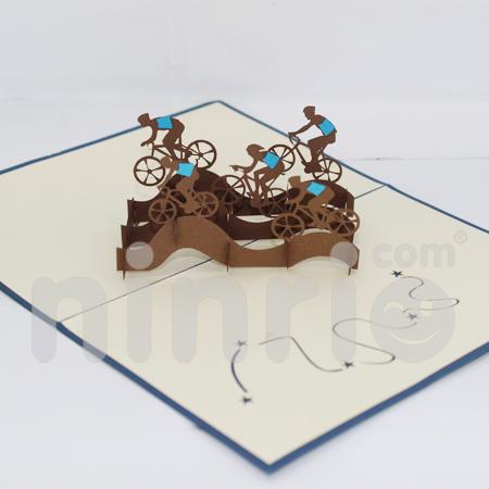 Cyclist team 3d pop-up card