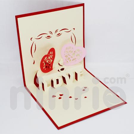 Two Heart 3d Pop Up Card