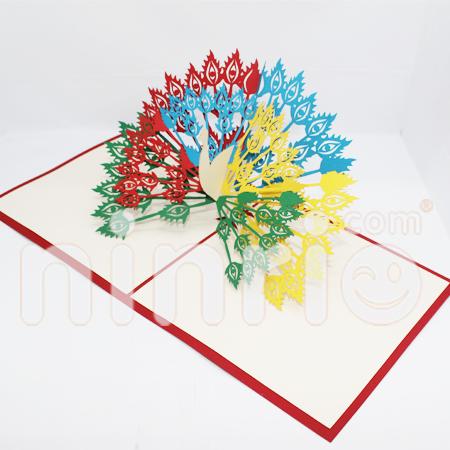 Peacock 3d pop-up card