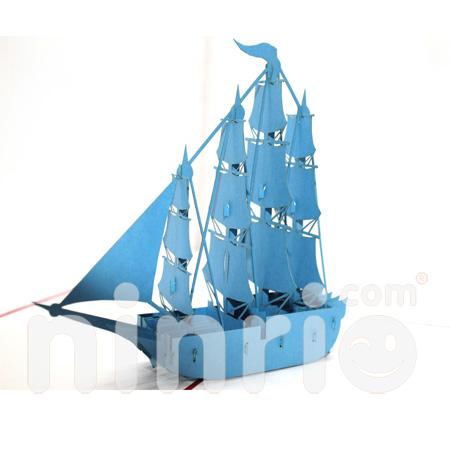 Blue Sailing Boat 3d Pop Up