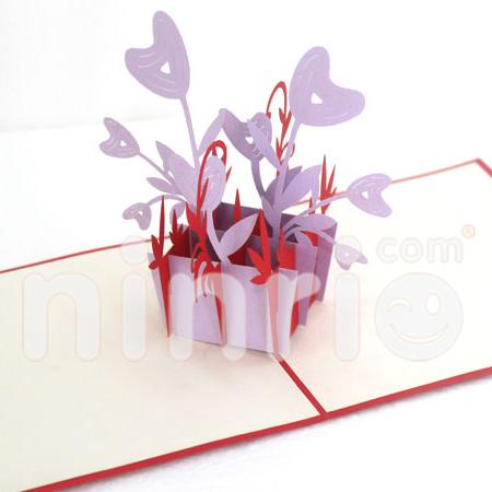 Heart flower vase 3d pop-up card