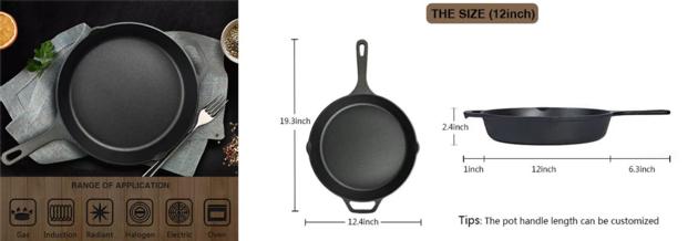 Hot sale 12 inch Cast Iron Skillet Fry Pan