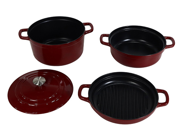 4 Piece Enameled Cast Iron Stackable