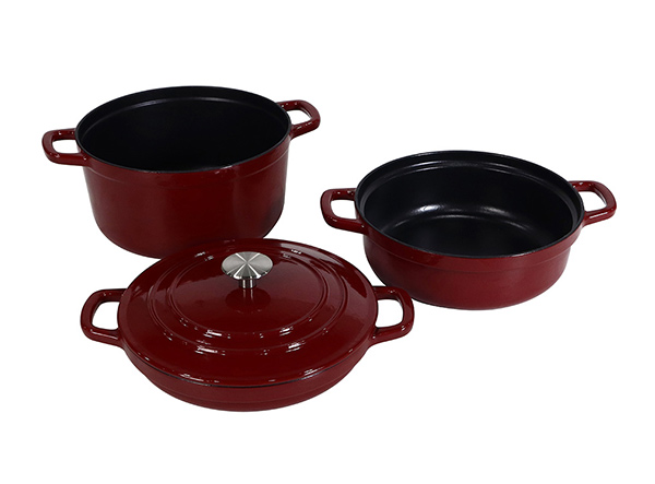 4 Piece Enameled Cast Iron Stackable
