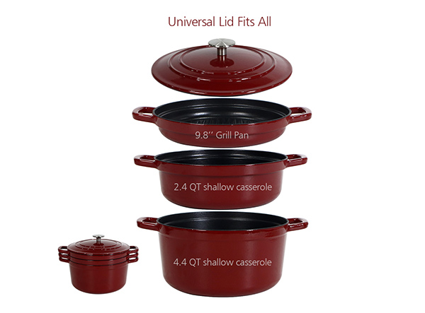 4 Piece Enameled Cast Iron Stackable