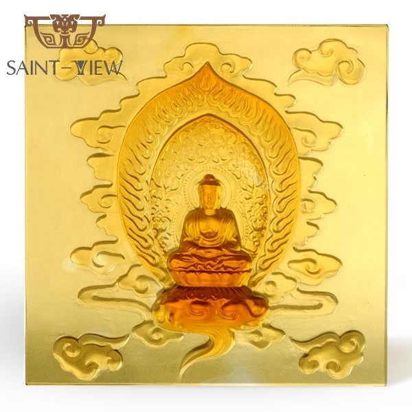 Customization Liuli Crystal Glass Craft Interior Home Buddha Brick Sculpture