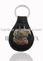 Metal and Leather Keychain
