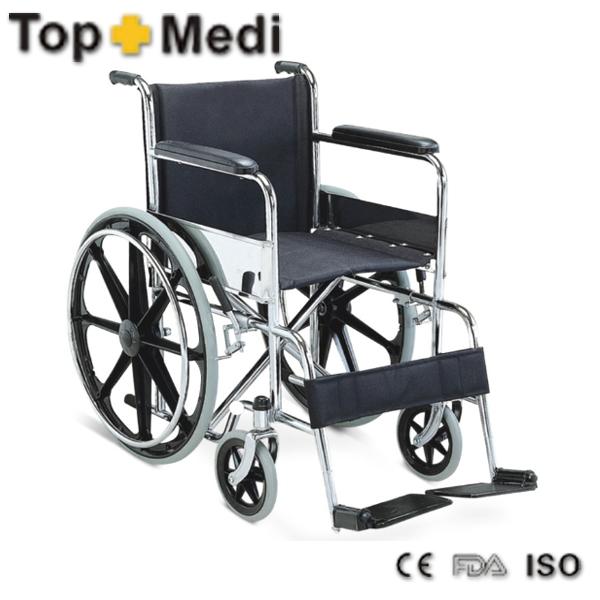 TSW809B TOPMEDI China Wholesale Steel Frame used Manual Folding Wheelchair handicapped equipment