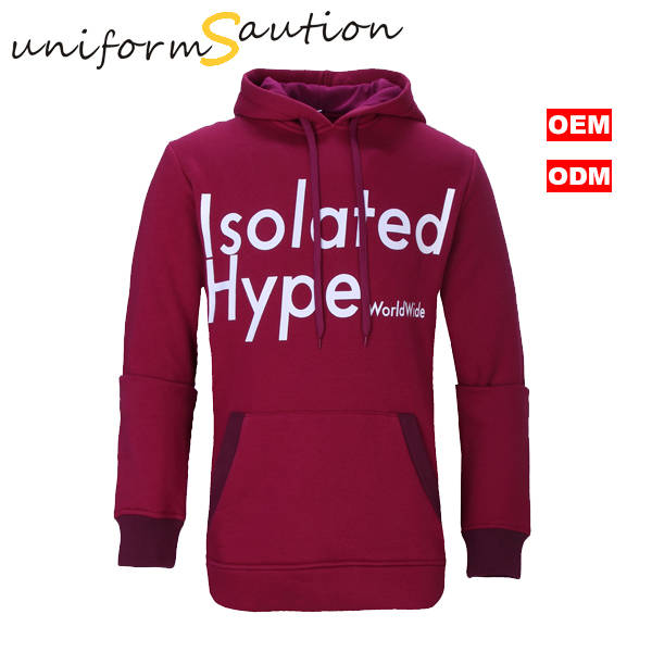Custom corporate promotional cotton pullover brick red fleece hoody