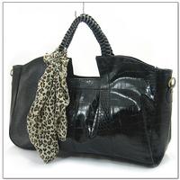 Fashion Woven handle leather scarf handbag