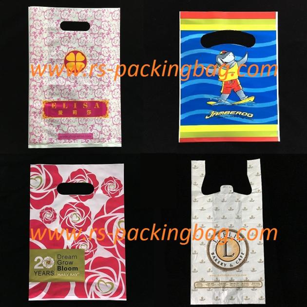 wholesale Plastic HDPE T-shirt shopping bag with custom logo printing